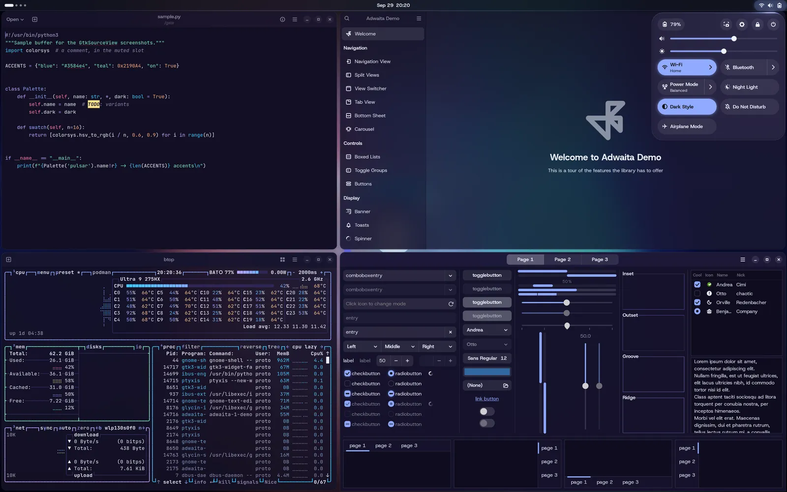 Pulsar Holo, a variant of the default theme using the Holo wallpaper look